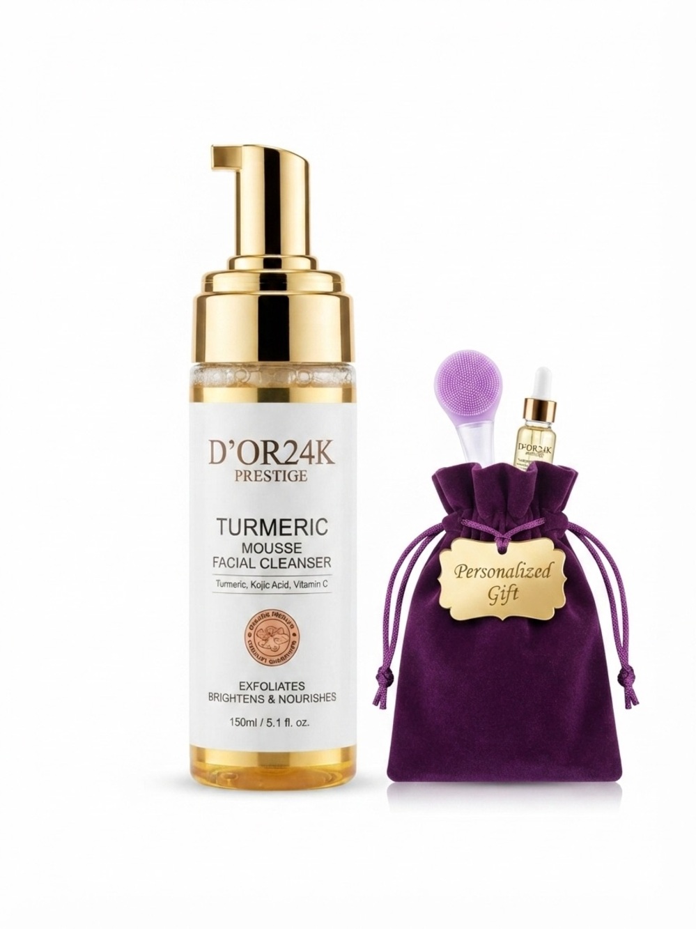 D'OR24K Prestige Turmeric Mousse Facial Cleanser 5.1 oz & Beauty Gift Bag 🎁